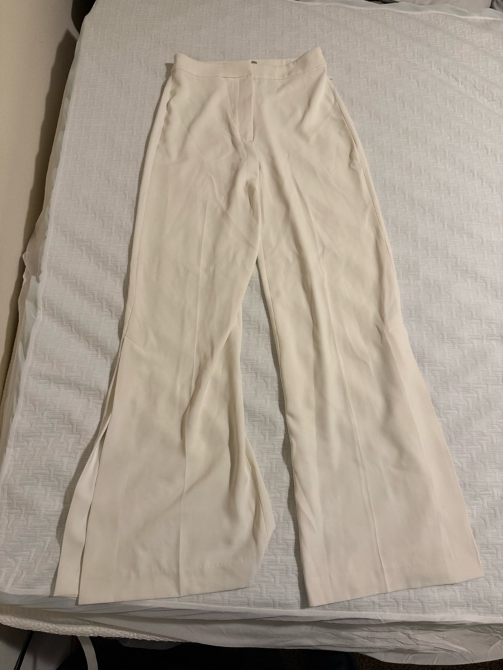 H&M Wide-Leg High-Rise Pants in Ivory Cream